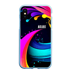 Чехол iPhone XS Max матовый Neon abstraction - Milano, цвет: 3D-голубой