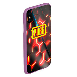 Чехол iPhone XS Max матовый PUBG соты броня, цвет: 3D-фиолетовый — фото 2