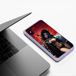 Чехол iPhone XS Max матовый Девушка суккуб с рожками на фоне космоса, цвет: 3D-светло-сиреневый — фото 2