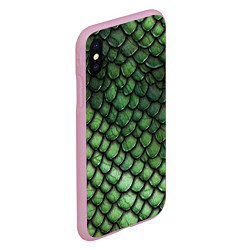 Чехол iPhone XS Max матовый Зеленые чешуйки, цвет: 3D-розовый — фото 2