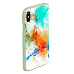 Чехол iPhone XS Max матовый Штрихи красок цветные, цвет: 3D-салатовый — фото 2