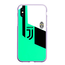 Чехол iPhone XS Max матовый Juventus geometry, цвет: 3D-светло-сиреневый