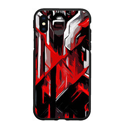 Чехол iPhone XS Max матовый Red and white abstraction on a black background, цвет: 3D-черный