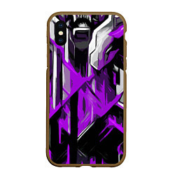 Чехол iPhone XS Max матовый White and purple abstraction on a black background, цвет: 3D-коричневый