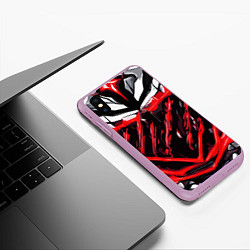 Чехол iPhone XS Max матовый Red and white abstraction on a black background, цвет: 3D-сиреневый — фото 2