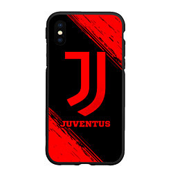 Чехол iPhone XS Max матовый Juventus - red gradient, цвет: 3D-черный