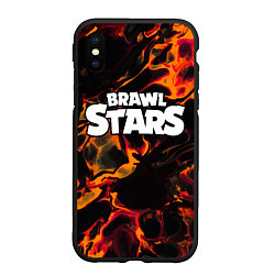 Чехол iPhone XS Max матовый Brawl Stars red lava, цвет: 3D-черный