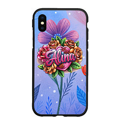 Чехол iPhone XS Max матовый Алина объемные розы, цвет: 3D-черный