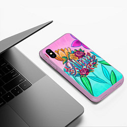 Чехол iPhone XS Max матовый Алина три розы, цвет: 3D-сиреневый — фото 2