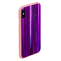 Чехол iPhone XS Max матовый Вертикальные фиолетовые линии на чёрном фоне, цвет: 3D-баблгам — фото 2