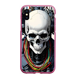 Чехол iPhone XS Max матовый Cool cyber skull - ai art fantasy