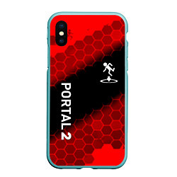 Чехол iPhone XS Max матовый Portal hexagon pattern, цвет: 3D-мятный