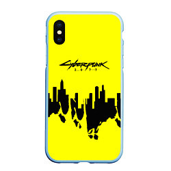 Чехол iPhone XS Max матовый Cyberpunk 2077 geometry yellow, цвет: 3D-голубой