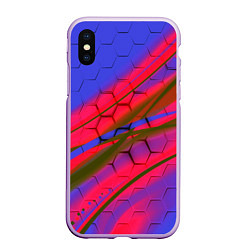 Чехол iPhone XS Max матовый Неоновая броня соты, цвет: 3D-сиреневый