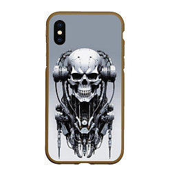 Чехол iPhone XS Max матовый Cool cyber skull - ai art fantasy, цвет: 3D-коричневый