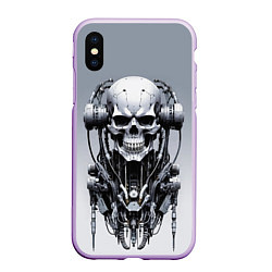 Чехол iPhone XS Max матовый Cool cyber skull - ai art fantasy