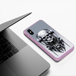 Чехол iPhone XS Max матовый Cool cyber skull - ai art fantasy, цвет: 3D-сиреневый — фото 2