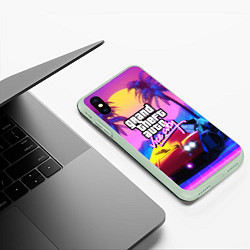 Чехол iPhone XS Max матовый Vice city retro wave Lambo, цвет: 3D-салатовый — фото 2