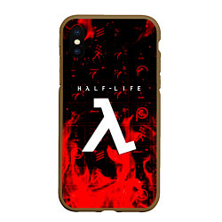 Чехол iPhone XS Max матовый Half life fire, цвет: 3D-коричневый