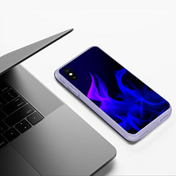 Чехол iPhone XS Max матовый Неоновый огонь текстура, цвет: 3D-светло-сиреневый — фото 2