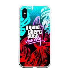 Чехол iPhone XS Max матовый GTA vice city tropic, цвет: 3D-белый