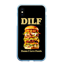 Чехол iPhone XS Max матовый DILF - damn I love foods, цвет: 3D-голубой