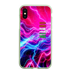 Чехол iPhone XS Max матовый Milano - neon abstraction, цвет: 3D-салатовый