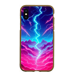 Чехол iPhone XS Max матовый Фантастический неоновый пейзаж - нейроарт