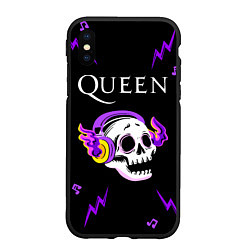 Чехол iPhone XS Max матовый Queen неоновый череп