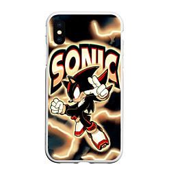 Чехол iPhone XS Max матовый Sonic в молниях, цвет: 3D-белый