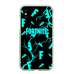 Чехол iPhone XS Max матовый Fortnite epic games, цвет: 3D-салатовый