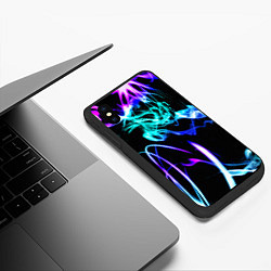 Чехол iPhone XS Max матовый Неоновый дым текстура, цвет: 3D-черный — фото 2