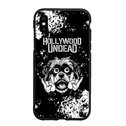 Чехол iPhone XS Max матовый Hollywood Undead рок пес, цвет: 3D-черный