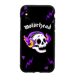 Чехол iPhone XS Max матовый Motorhead неоновый череп