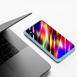 Чехол iPhone XS Max матовый Неоновая абстракция линии, цвет: 3D-мятный — фото 2