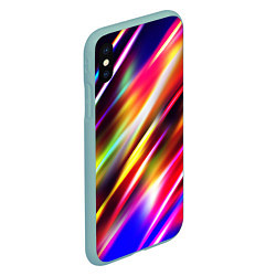 Чехол iPhone XS Max матовый Неоновая абстракция линии, цвет: 3D-мятный — фото 2