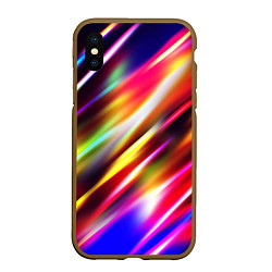 Чехол iPhone XS Max матовый Неоновая абстракция линии, цвет: 3D-коричневый