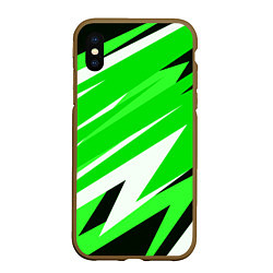 Чехол iPhone XS Max матовый Geometry stripes green