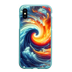 Чехол iPhone XS Max матовый Космическое завихрение - инь янь, цвет: 3D-мятный