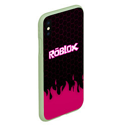 Чехол iPhone XS Max матовый Roblox fire pink, цвет: 3D-салатовый — фото 2