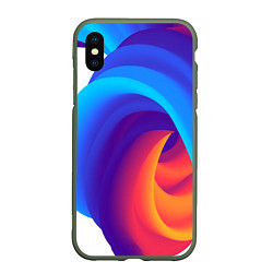 Чехол iPhone XS Max матовый Неоновые волны абстракция, цвет: 3D-темно-зеленый