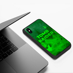 Чехол iPhone XS Max матовый Tomb Raider - green gradient посередине, цвет: 3D-черный — фото 2