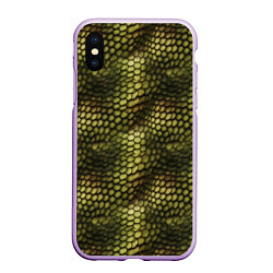 Чехол iPhone XS Max матовый Шкура рептилии текстура, цвет: 3D-сиреневый