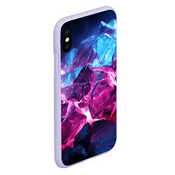 Чехол iPhone XS Max матовый Синие и фиолетовые камни текстура, цвет: 3D-светло-сиреневый — фото 2