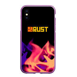 Чехол iPhone XS Max матовый RUST neon fire