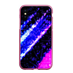 Чехол iPhone XS Max матовый Marshmello neon steel, цвет: 3D-малиновый