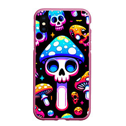 Чехол iPhone XS Max матовый Ice cream skull and fly agaric - ai art fantasy