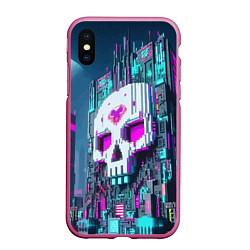 Чехол iPhone XS Max матовый Skull Minecraft - ai art fantasy, цвет: 3D-малиновый