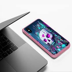 Чехол iPhone XS Max матовый Skull Minecraft - ai art fantasy, цвет: 3D-малиновый — фото 2