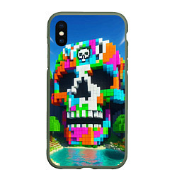 Чехол iPhone XS Max матовый Minecraft landscape with skull - ai art fantasy